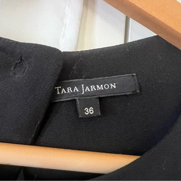 Tara Jarmon Elegant Cut Out Black Dress with Pockets and Rhinestone Buttons Sz 0 - Picture 3 of 10